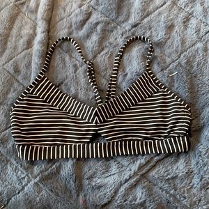 Lululemon black and white striped sports bra, super cute cut out center, size 4